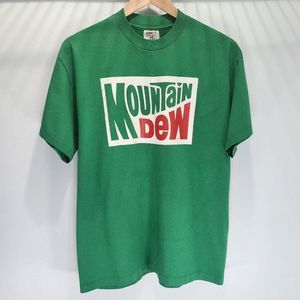 Mountain Dew Vintage Logo Original Dew Shirt Green Single Stitch USA Men Size XL